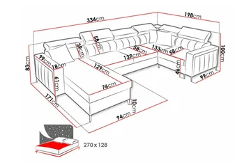Galbally 4-sits Hörnbäddsoffa Beige/Light beige - Möbler - Soffa - Bäddsoffa