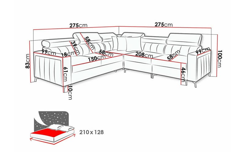 Galbally 4-sits Hörnbäddsoffa - Möbler - Soffa - Bäddsoffa