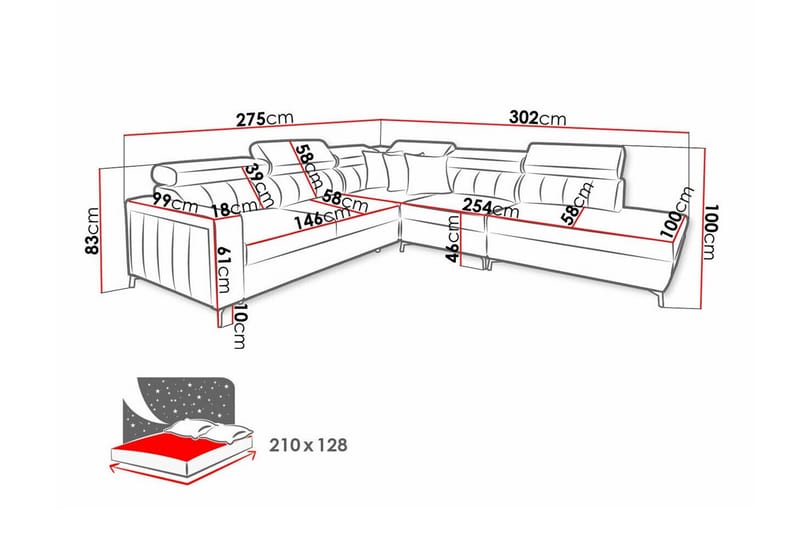 Galbally 4-sits Hörnbäddsoffa - Möbler - Soffa - Bäddsoffa