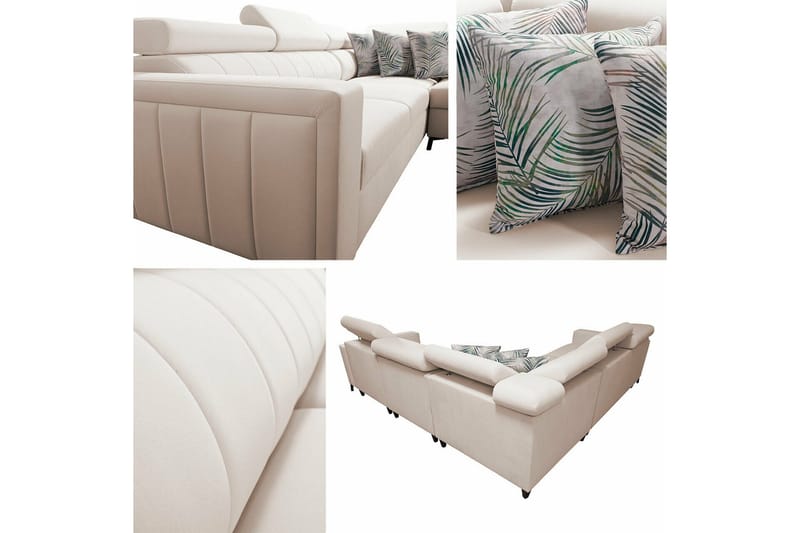 Galbally 4-sits L-formad Bäddsoffa med Förvaring i Tyg - Mörkbrun - Möbler - Soffa - Bäddsoffa