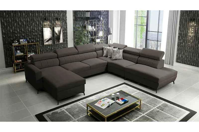 Galbally 5-sits Hörnbäddsoffa Dark brown - Möbler - Soffa - Bäddsoffa