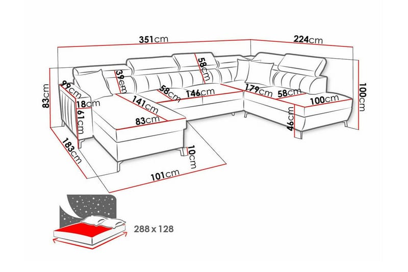 Galbally 5-sits Hörnbäddsoffa Dark brown - Möbler - Soffa - Bäddsoffa