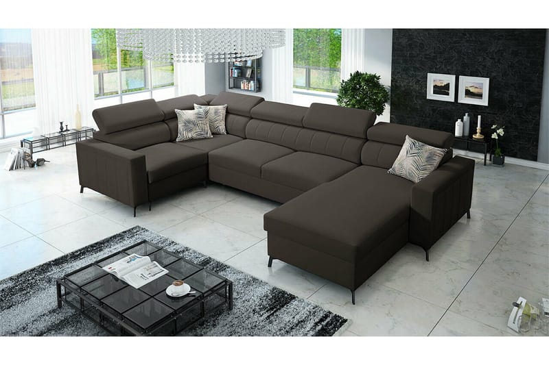 Galbally 5-sits Hörnbäddsoffa Dark brown - Möbler - Soffa - Bäddsoffa