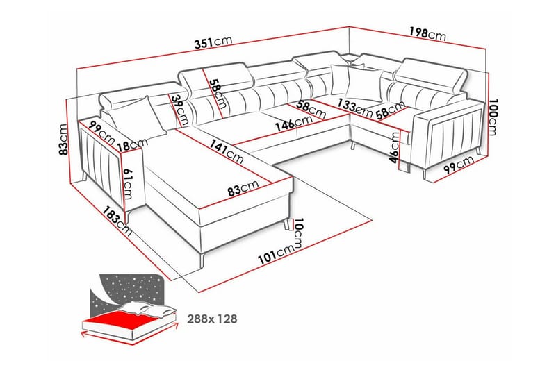 Galbally 5-sits Hörnbäddsoffa Dark brown - Möbler - Soffa - Bäddsoffa