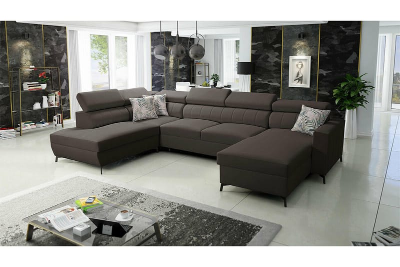 Galbally 5-sits Hörnbäddsoffa Dark brown - Möbler - Soffa - Bäddsoffa