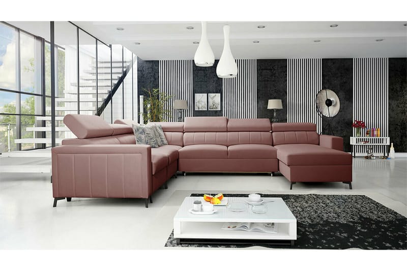 Galbally 5-sits Hörnbäddsoffa Light pink - Möbler - Soffa - Bäddsoffa