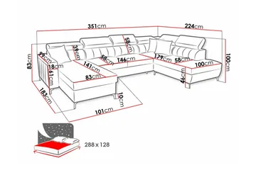 Galbally 5-sits Hörnbäddsoffa - Möbler - Soffa - Bäddsoffa