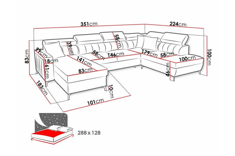 Galbally 5-sits Hörnbäddsoffa - Möbler - Soffa - Bäddsoffa