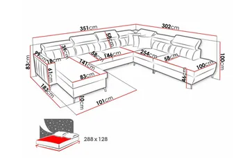 Galbally 5-sits Hörnbäddsoffa Pink - Möbler - Soffa - Bäddsoffa