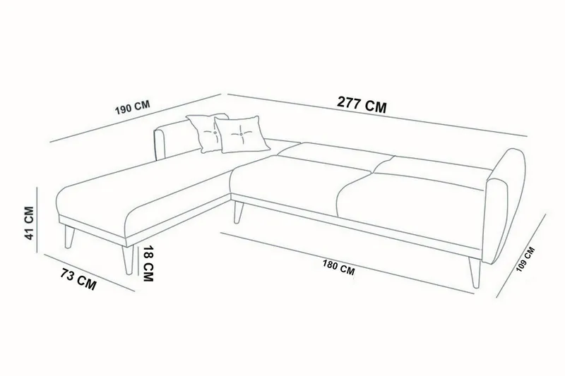 Gjoni Bäddsoffa med Divan Höger - Vit - Möbler - Soffa - Bäddsoffa
