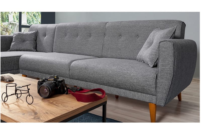 Gjoni Bäddsoffa med Divan Vänster - Grå - Möbler - Soffa - Bäddsoffa