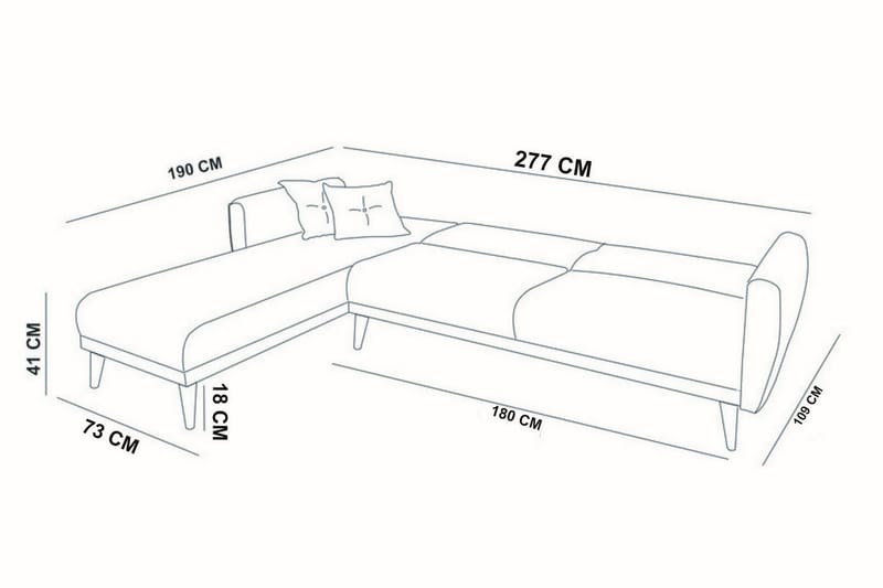 Gjoni Bäddsoffa med Divan Vänster - Grå - Möbler - Soffa - Bäddsoffa