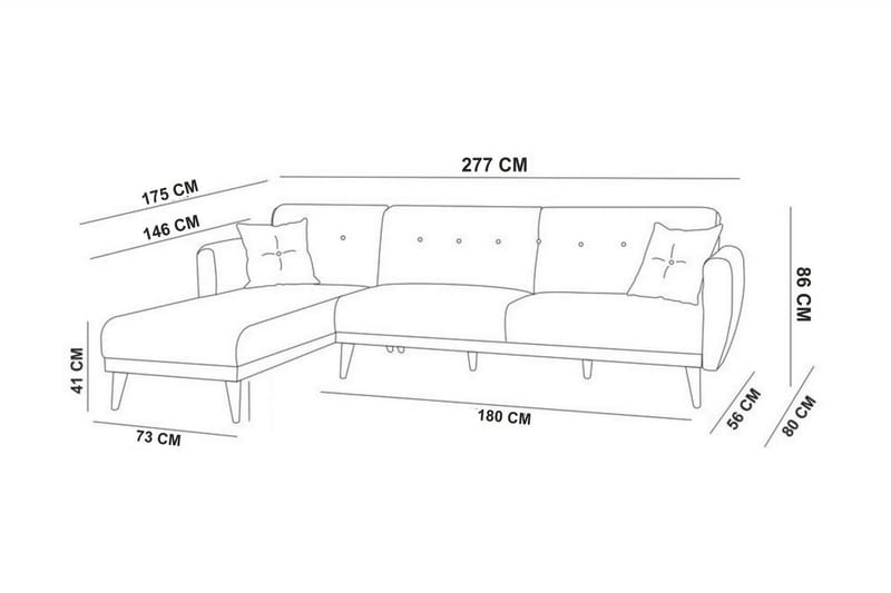 Gjoni Bäddsoffa med Divan Vänster - Grå - Möbler - Soffa - Bäddsoffa