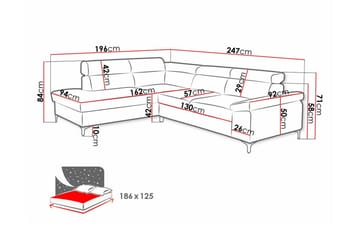 Graystone 3-sits Hörnbäddsoffa - Blå - Möbler - Soffa - Bäddsoffa