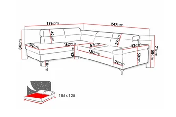 Graystone 3-sits Hörnbäddsoffa - Blå - Möbler - Soffa - Bäddsoffa