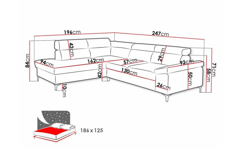 Graystone 3-sits Hörnbäddsoffa - Blå - Möbler - Soffa - Bäddsoffa
