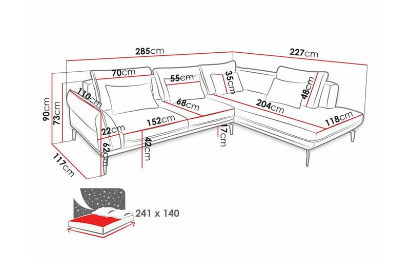 Graystone 4-sits Hörnbäddsoffa Beige/Light beige - Möbler - Soffa - Divansoffor & schäslongsoffa - 4 sits soffa med divan
