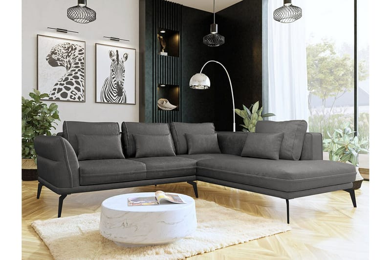Graystone 4-sits Hörnbäddsoffa Dark grey - Möbler - Soffa - Divansoffor & schäslongsoffa - 4 sits soffa med divan