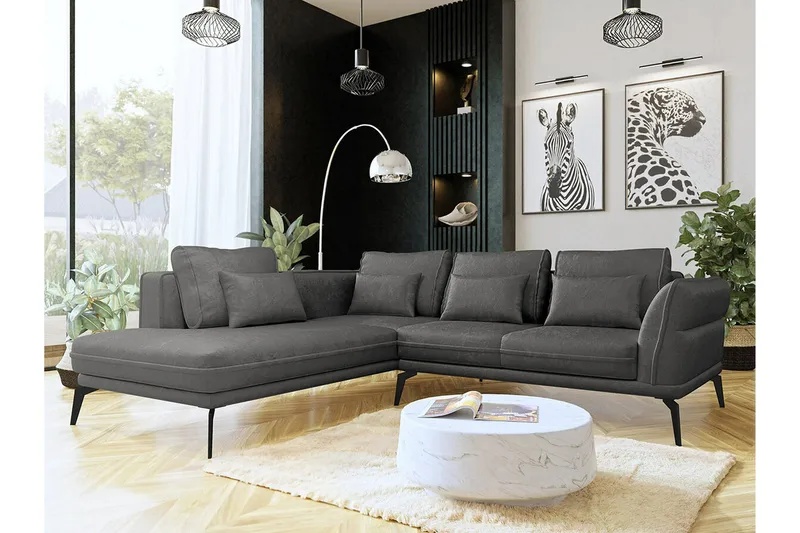Graystone 4-sits Hörnbäddsoffa Dark grey - Möbler - Soffa - Divansoffor & schäslongsoffa - 4 sits soffa med divan