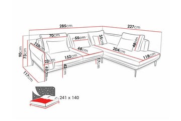 Graystone 4-sits Hörnbäddsoffa Ljusgrå - Möbler - Soffa - Divansoffor & schäslongsoffa - 4 sits soffa med divan
