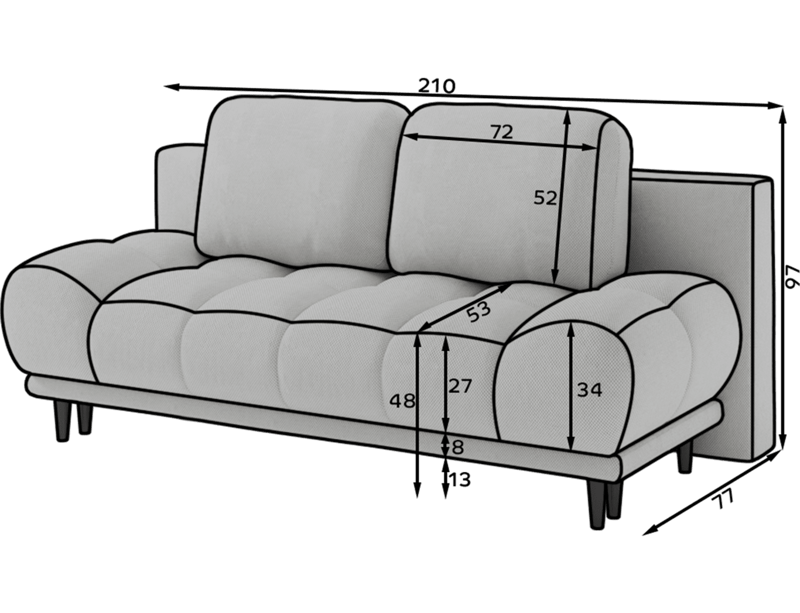 Guavio 2-sits Bubblig Bäddsoffa med förvaring - Royal 18 - Möbler - Soffa - Bäddsoffa