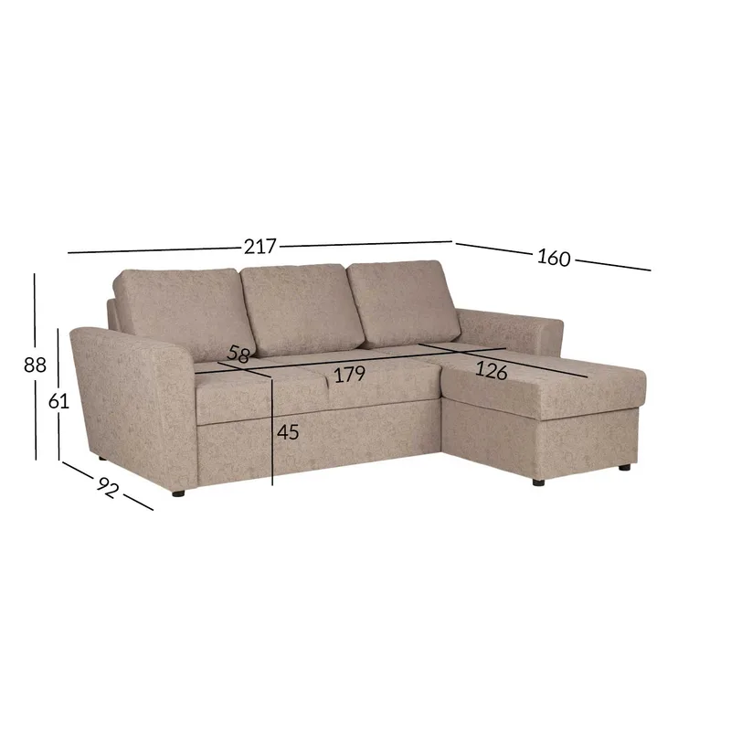 Hörnbäddsoffa Fenor - Beige - Möbler - Soffa - Bäddsoffa