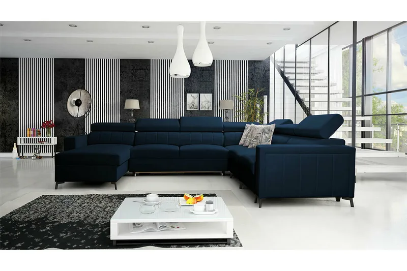 Galbally 5-sits Hörnbäddsoffa Dark blue - Möbler - Soffa - Bäddsoffa - Hörnbäddsoffa
