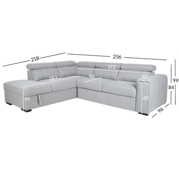 Hörnbäddsoffa Selmar Vänster - Grå - Möbler - Soffa - Bäddsoffa