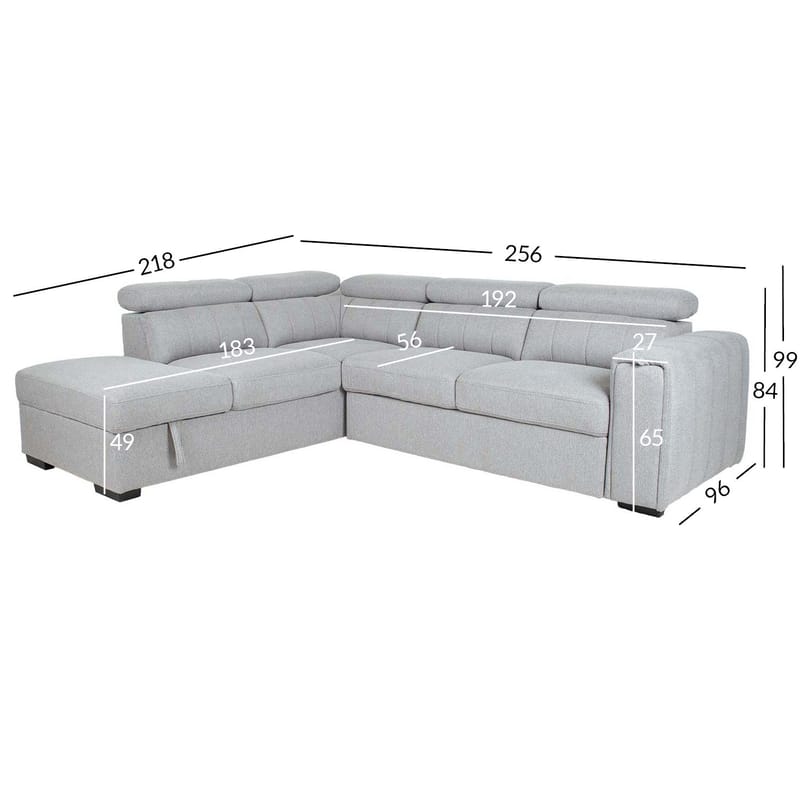 Hörnbäddsoffa Selmar Vänster - Grå - Möbler - Soffa - Bäddsoffa