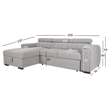 Hörnbäddsoffa Selmar Vänster - grå - Möbler - Soffa - Bäddsoffa