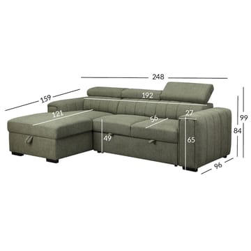 Hörnbäddsoffa Selmar Vänster - ljusgrön - Möbler - Soffa - Bäddsoffa