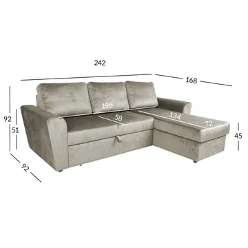 Hörnbäddsoffa Tjörnö sammet - beige sammet - Möbler - Soffa - Bäddsoffa