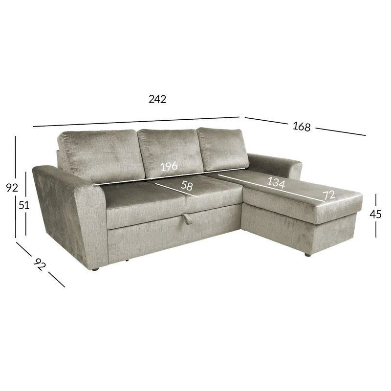 Hörnbäddsoffa Tjörnö sammet - beige sammet - Möbler - Soffa - Bäddsoffa