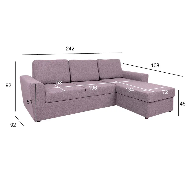 Hörnbäddsoffa Tjörnö - Vintage rosa - Möbler - Soffa - Bäddsoffa