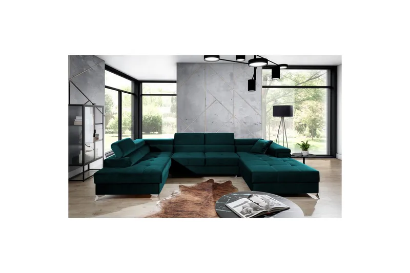 Hörnsoffa Eltap Eduardo 337x205x88 cm - Kronos 04, Grön, Vänster - Möbler - Soffa - Bäddsoffa