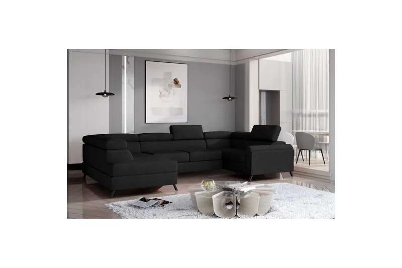 Hörnsoffa Eltap Escada 336x200x92 cm - Sawana 14, Svart, Vänster - Möbler - Soffa - Bäddsoffa