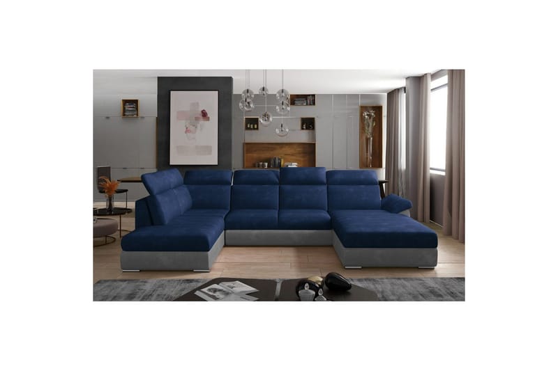 Hörnsoffa Eltap Evanell 336x211x102 cm - Kronos 09, Paros 05, Mörkblå, Ljusgrå, Höger - Möbler - Soffa - Bäddsoffa