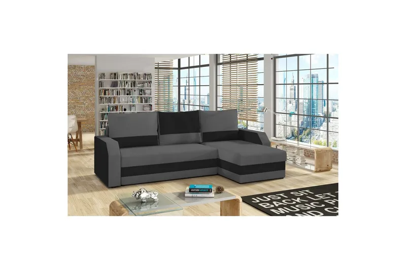 Hörnsoffa Eltap Giulio 239x150x86 cm - Alova 36, Alova 04, Grå, Svart - Möbler - Soffa - Bäddsoffa