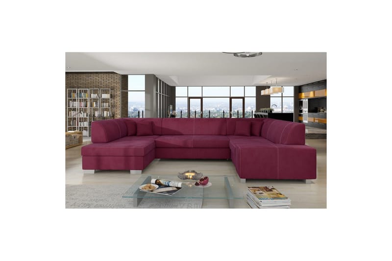 Hörnsoffa Eltap Isloren 322x204x72 cm, Mat Velvet 68, Röd, Vänster