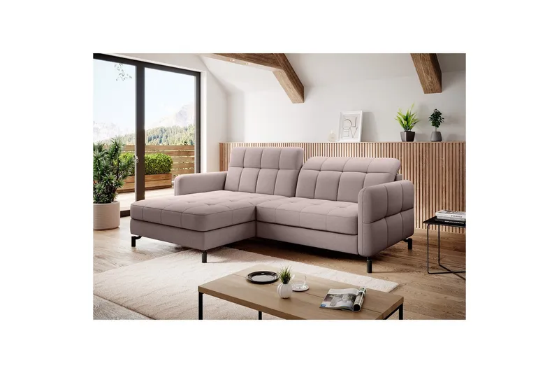 Hörnsoffa Eltap Lorelle 225x160x105 cm - Omega 91, Rosa, Vänster - Möbler - Soffa - Bäddsoffa