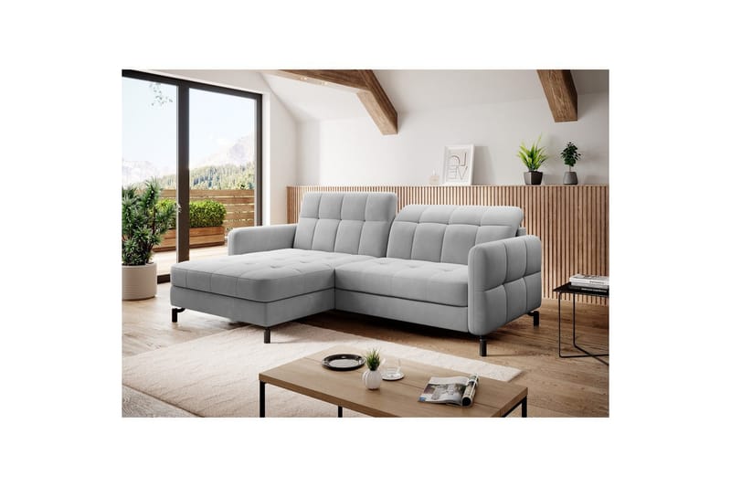 Hörnsoffa Eltap Lorelle 225x160x105 cm - Paros 05, Ljusgrå, Vänster - Möbler - Soffa - Bäddsoffa