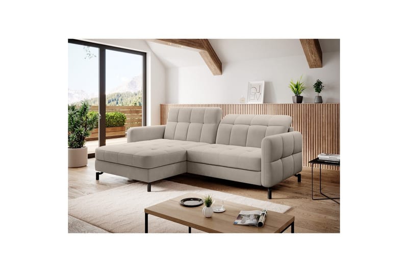 Hörnsoffa Eltap Lorelle 225x160x105 cm - Paros 02, Beige, Vänster - Möbler - Soffa - Bäddsoffa