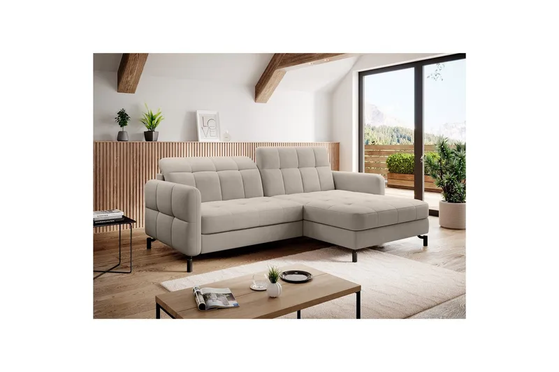 Hörnsoffa Eltap Lorelle 225x160x105 cm - Paros 02, Beige, Höger - Möbler - Soffa - Bäddsoffa