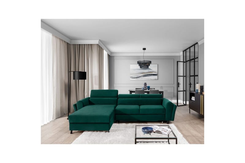 Hörnsoffa Eltap Mariall 288x200x92 cm - Monolith 37, Grön, Vänster - Möbler - Soffa - Bäddsoffa