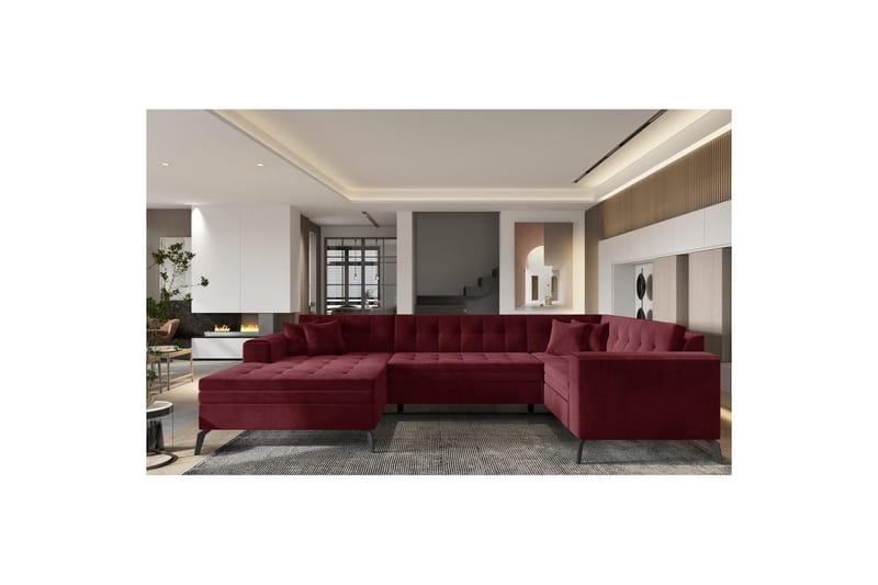 Hörnsoffa Eltap Montez 340x180x93 cm - Loco 25, Röd, Vänster - Möbler - Soffa - Bäddsoffa