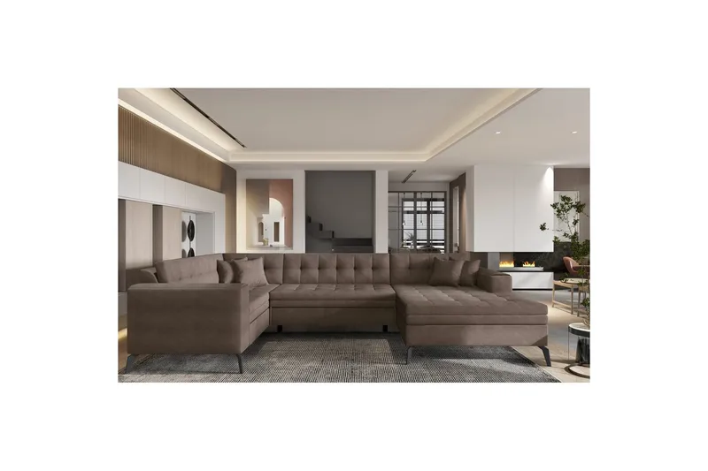 Hörnsoffa Eltap Montez 340x180x93 cm - Poco 22, Brun, Höger - Möbler - Soffa - Bäddsoffa