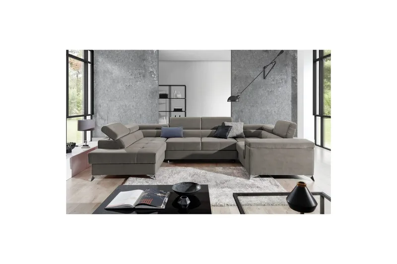 Hörnsoffa Eltap Thiago 342x208x88 cm - Paros 02, Beige, Vänster - Möbler - Soffa - Bäddsoffa