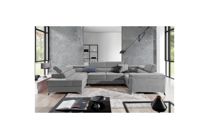 Hörnsoffa Eltap Thiago 342x208x88 cm - Paros 05, Grå, Vänster - Möbler - Soffa - Bäddsoffa