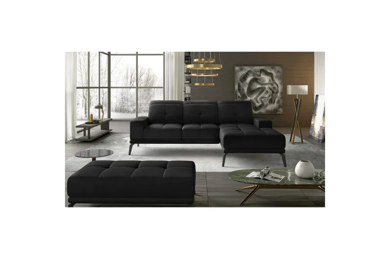 Hörnsoffa Eltap Torrense 265x175x98 cm - Mat Velvet 99, Svart, Höger - Möbler - Soffa - Bäddsoffa