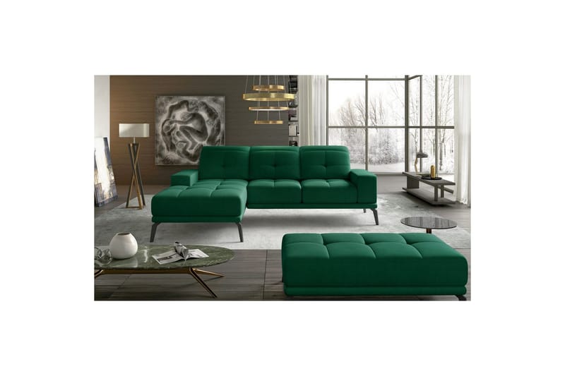 Hörnsoffa Eltap Torrense 265x175x98 cm, Monolith 37, Grön, Vänster